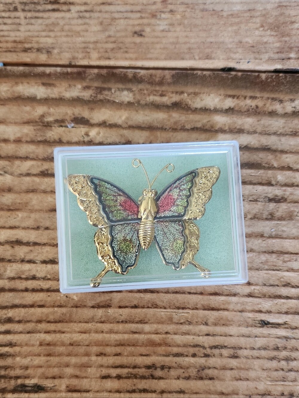 Gold Butterfly Decorative Pin - Multicolor Wings